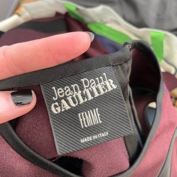 Jean Paul Gaultier JPG Sleeveless Mini Dress Maroon Wool Harness Front Sz 6 - Picture 2 of 11